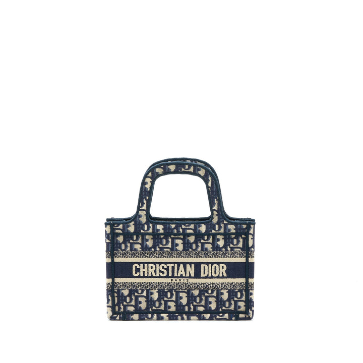 Top quality Dior Mini Book Tote Blue Oblique Embroidery