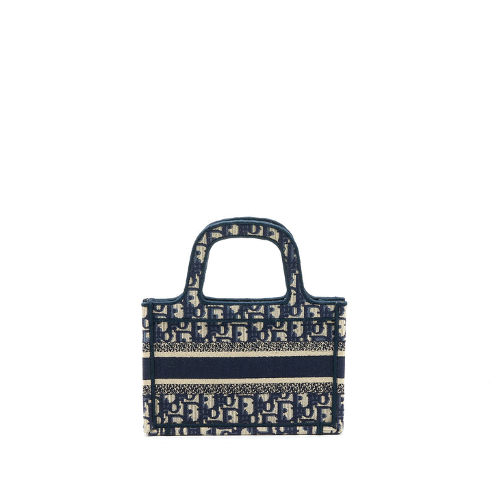 Top quality Dior Mini Book Tote Blue Oblique Embroidery