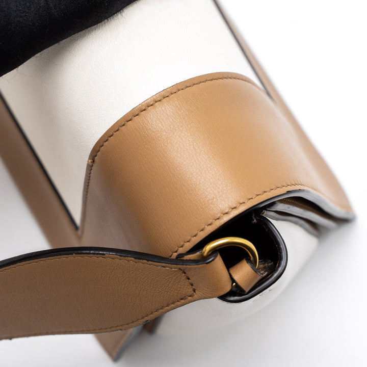 Celine Frame Bag Calfskin Cream/Brown Brushed