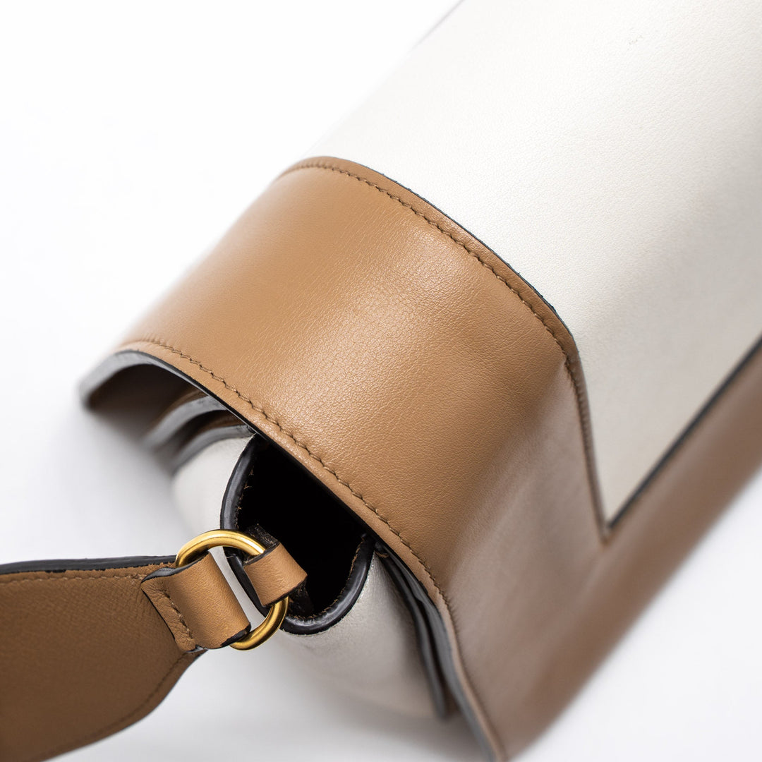 Celine Frame Bag Calfskin Cream/Brown Brushed