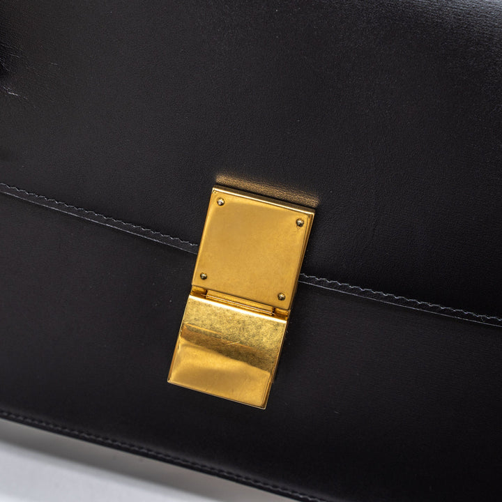 Top Quality Celine Medium Classic Box Calfskin Black Brushed