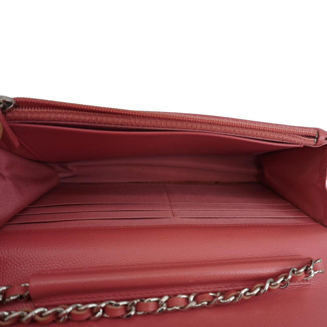 Top Quality Chanel CC WOC Chevron Leather Wallet On Chain Crossbody Bag Pink