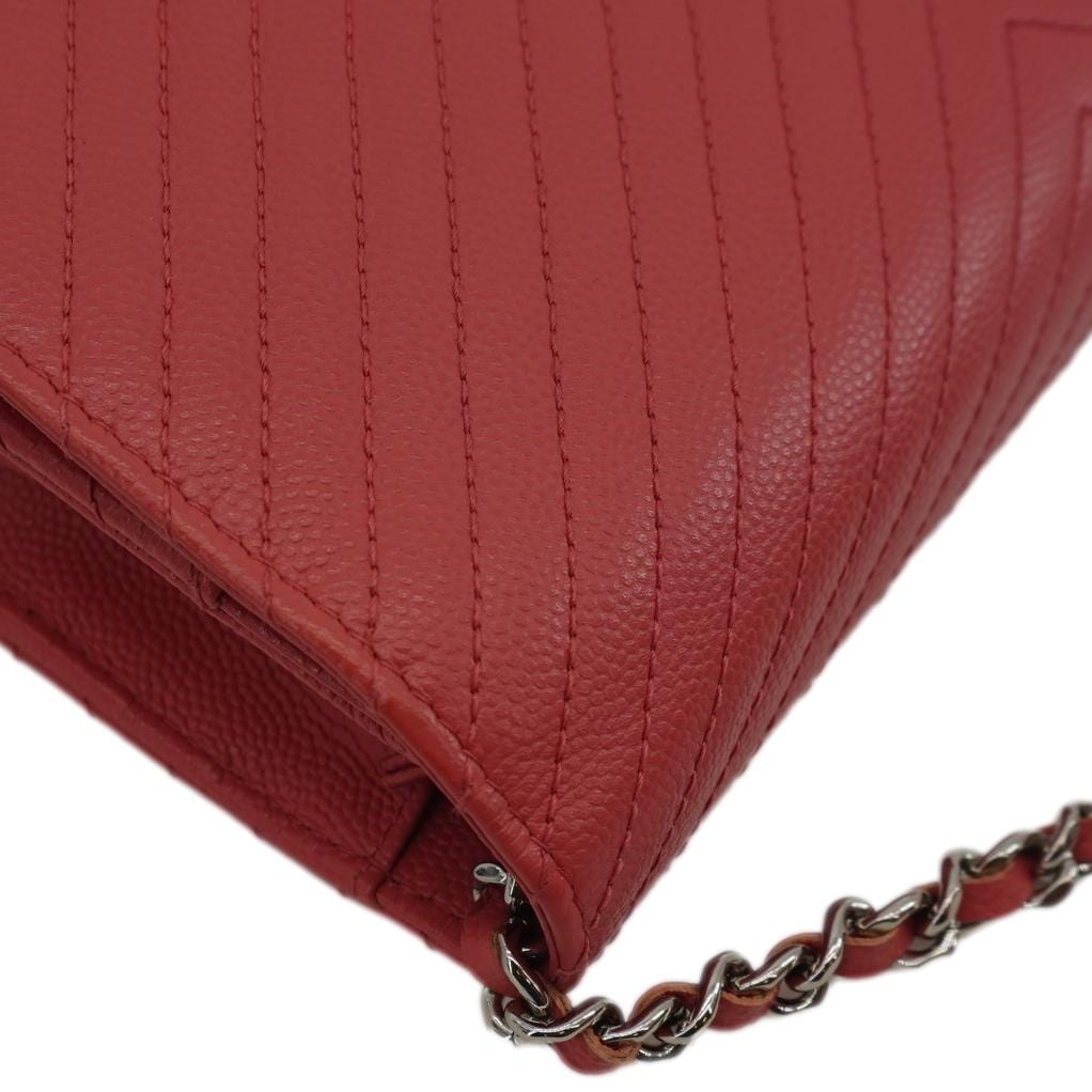 Top Quality Chanel CC WOC Chevron Leather Wallet On Chain Crossbody Bag Pink