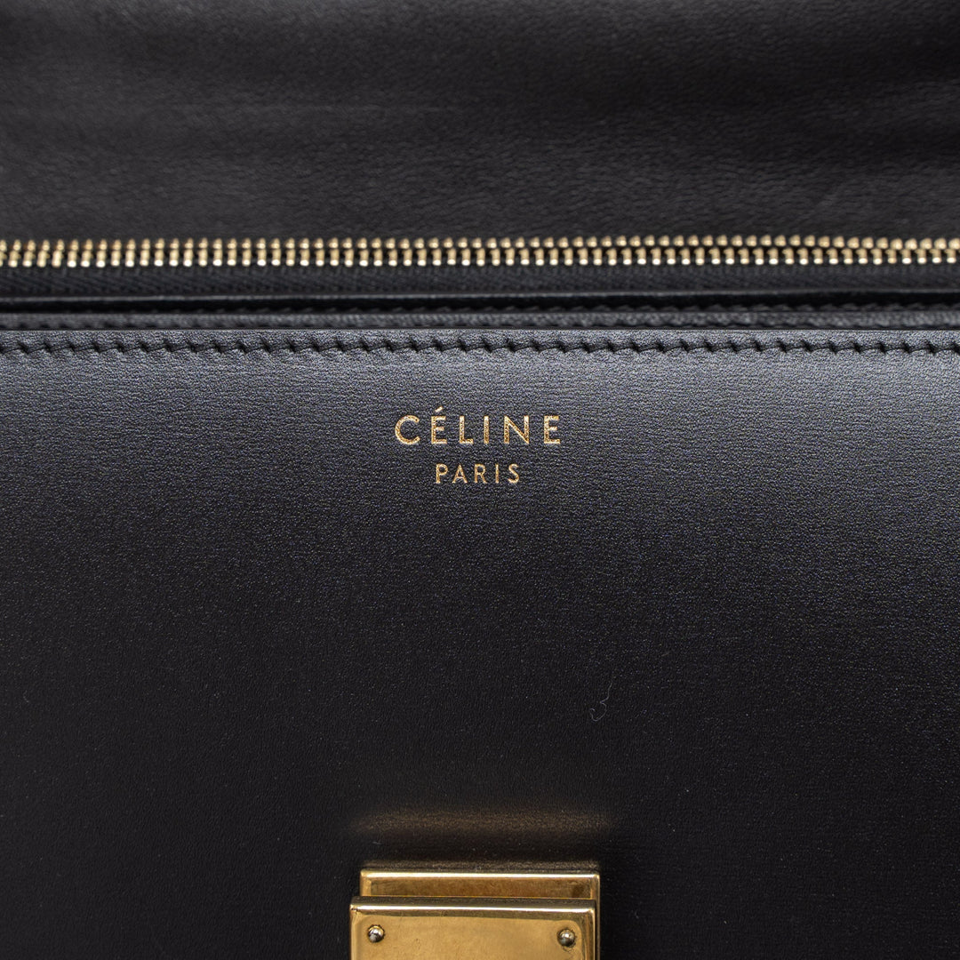 Celine Medium Classic Box Calfskin Black Brushed