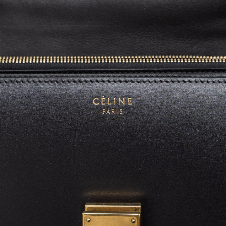 Celine Medium Classic Box Calfskin Black Brushed