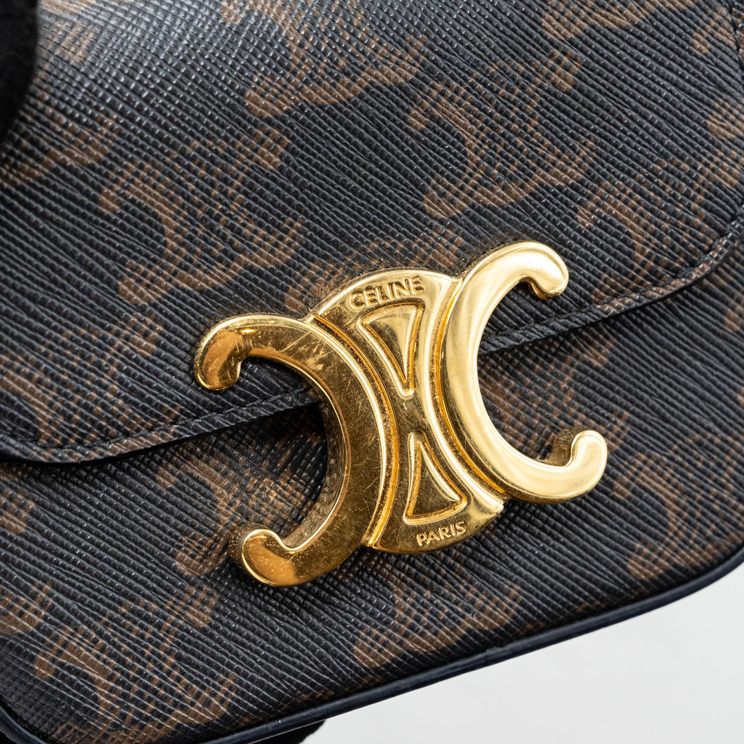 Celine Mini Claude Triomphe Canvas/ Calfskin Tan