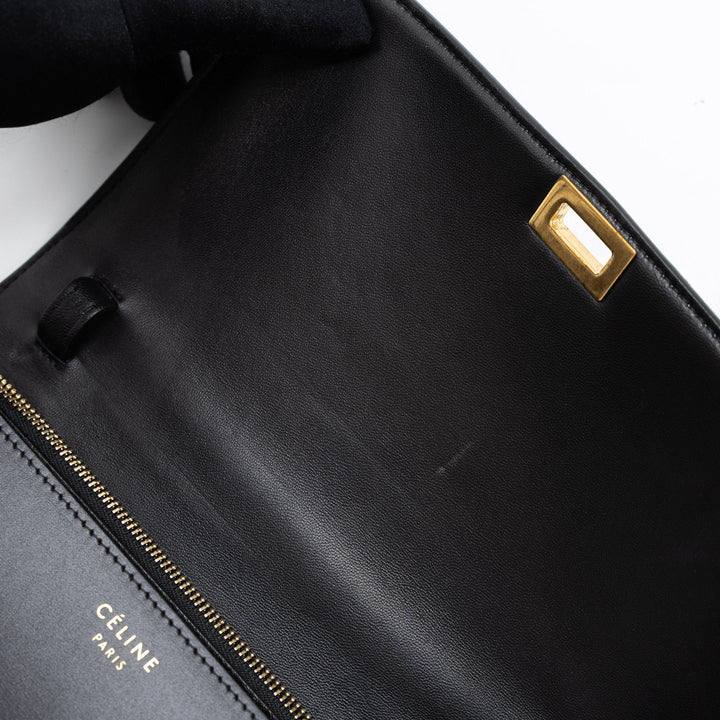 Celine Medium Classic Box Calfskin Black Brushed