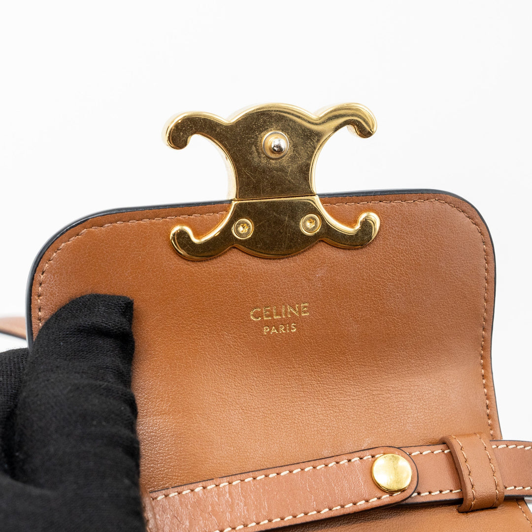 Top Quality Celine Mini Claude Triomphe Canvas/ Calfskin Tan