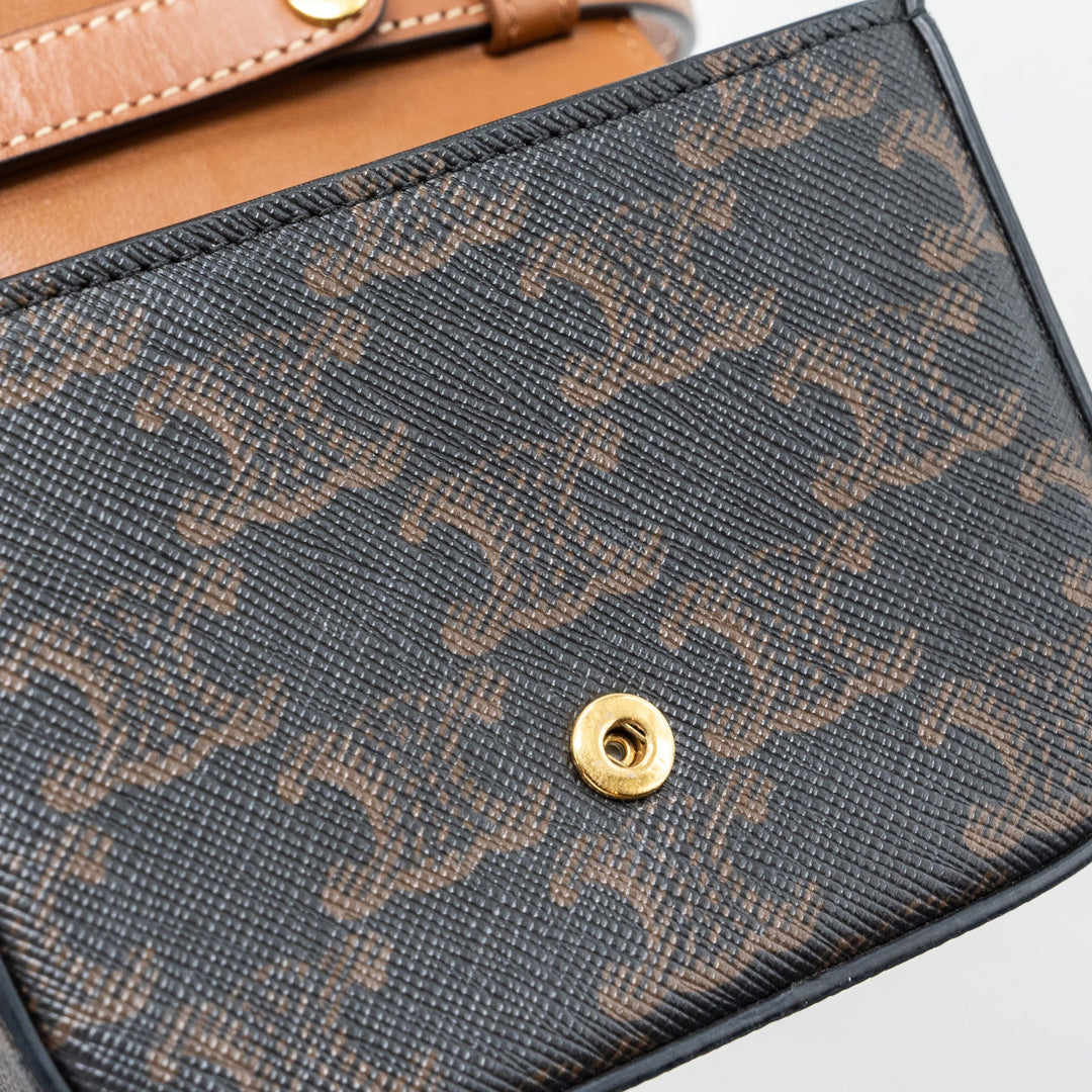 Celine Mini Claude Triomphe Canvas/ Calfskin Tan