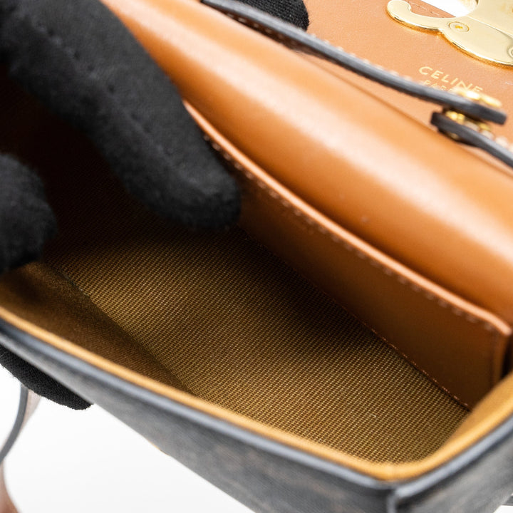 Celine Mini Claude Triomphe Canvas/ Calfskin Tan