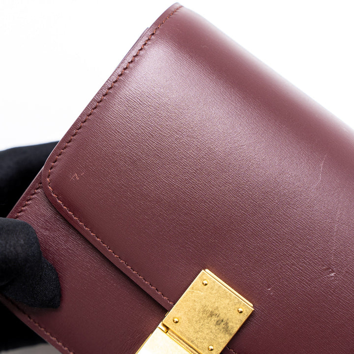 Celine Mini Box Calfskin Burgundy Brushed