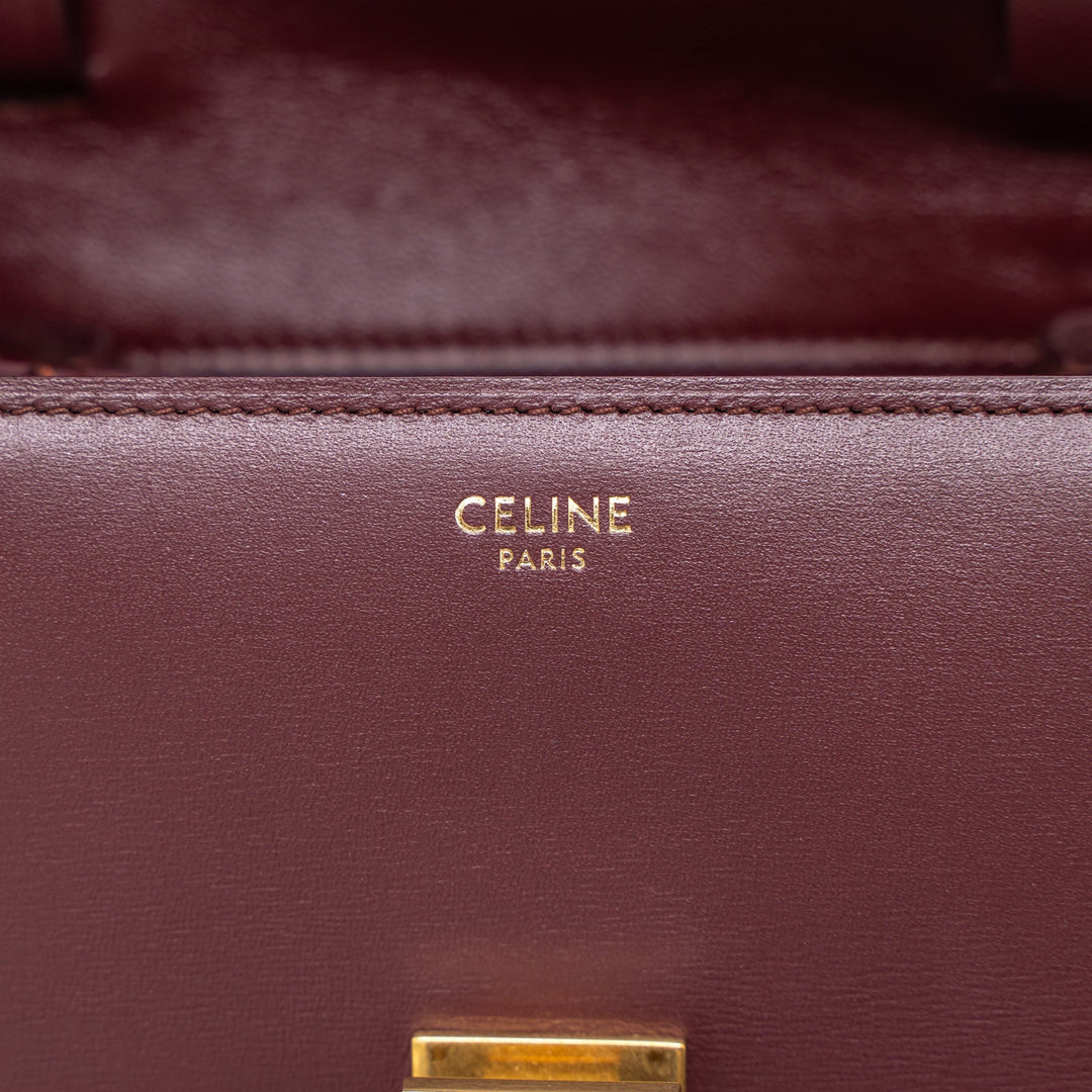 Celine Mini Box Calfskin Burgundy Brushed