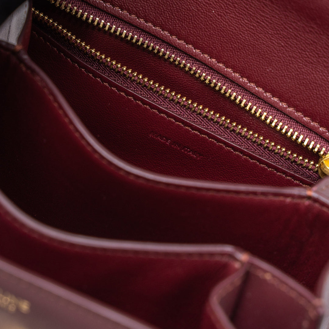 Celine Mini Box Calfskin Burgundy Brushed