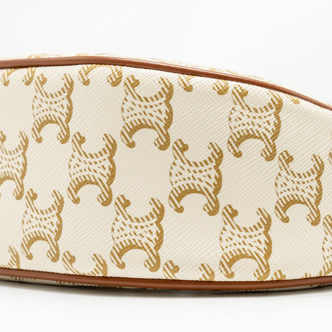 Celine Medium Ava Bag Triomphe Canvas/Calfskin White/Brown