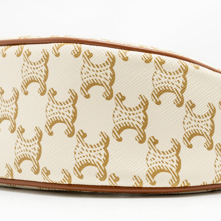 Celine Medium Ava Bag Triomphe Canvas/Calfskin White/Brown