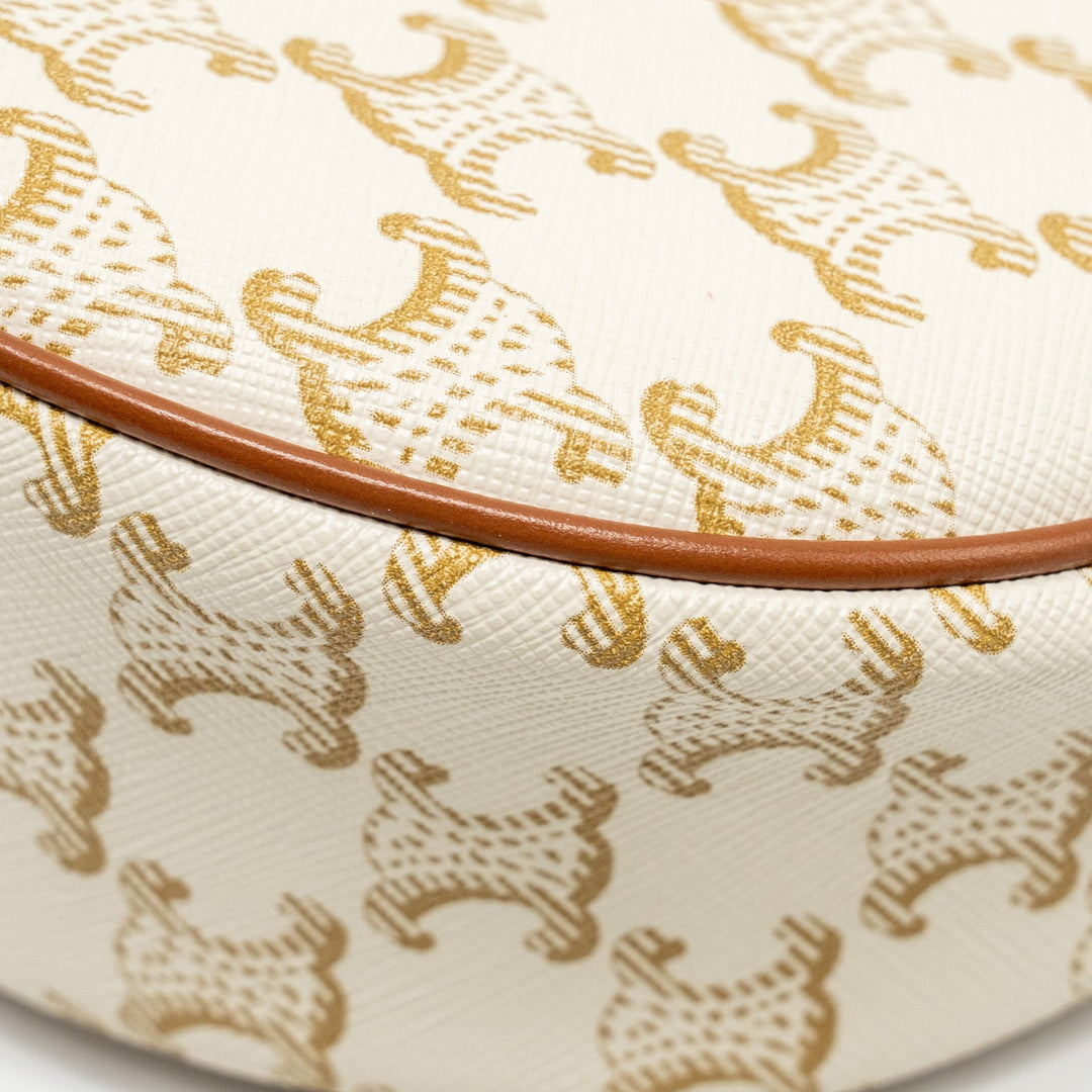 Celine Medium Ava Bag Triomphe Canvas/Calfskin White/Brown