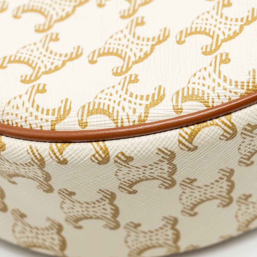 Celine Medium Ava Bag Triomphe Canvas/Calfskin White/Brown