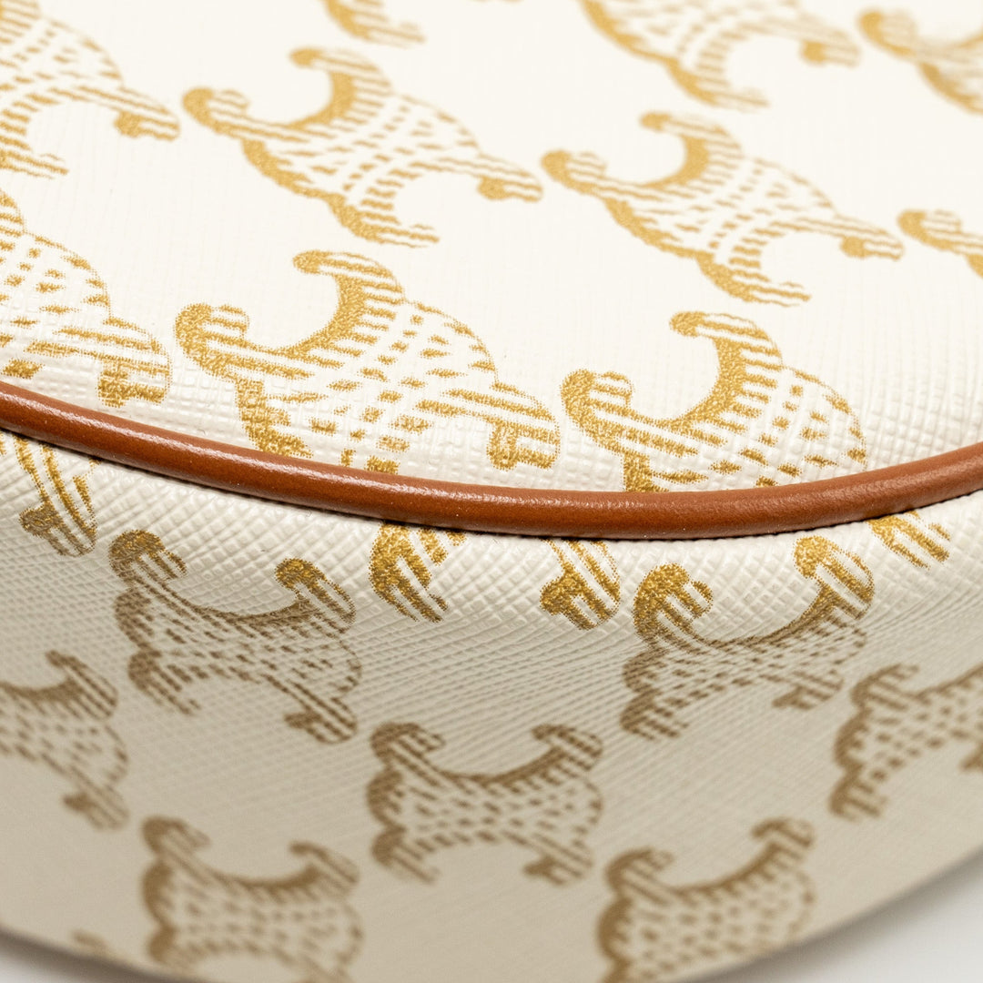 Celine Medium Ava Bag Triomphe Canvas/Calfskin White/Brown