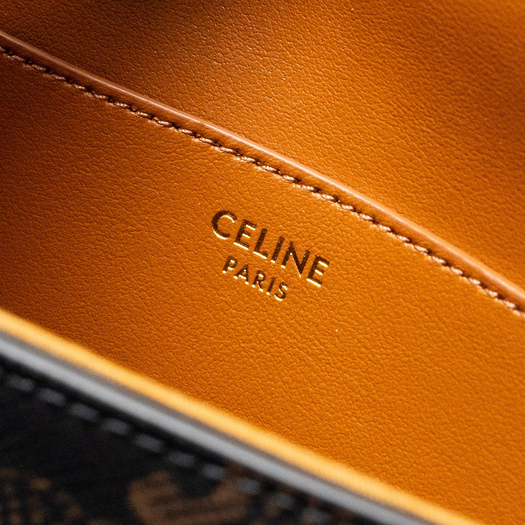 Celine Clutch on Strap Tabou in Triomphe canvas / calfskin tan