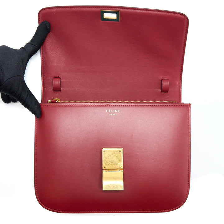 Celine Medium Classic Box Bag Calfskin Red