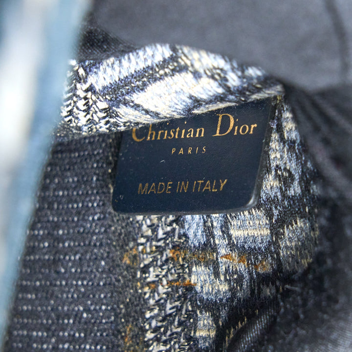Top quality Dior Mini Book Tote Blue Oblique Embroidery