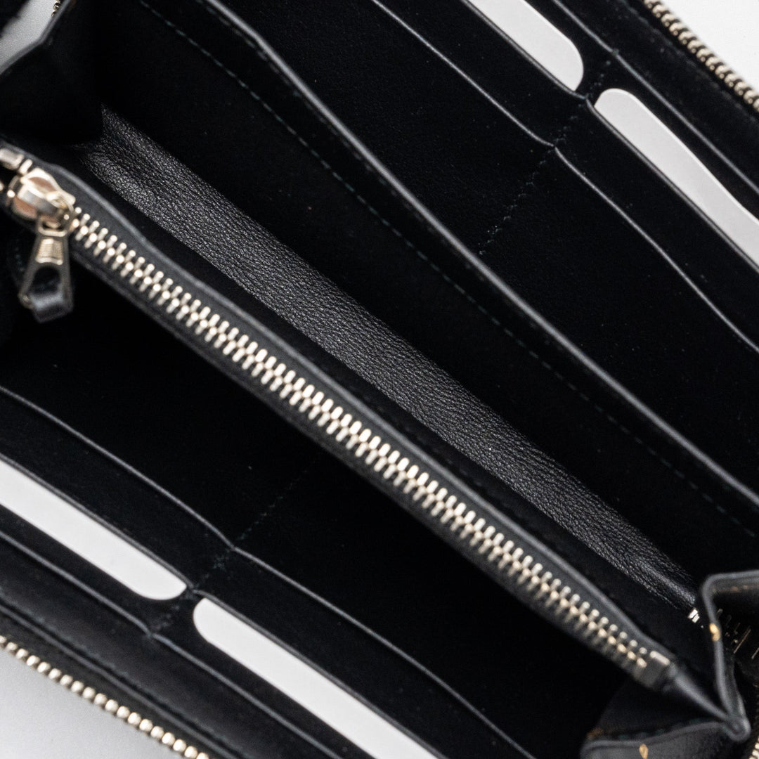 Top Quality Balenciaga Logo Long Zip Wallet Calfskin Black SHW