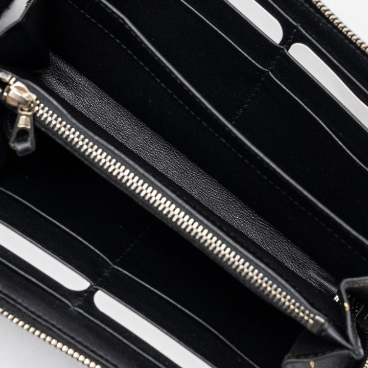 Top Quality Balenciaga Logo Long Zip Wallet Calfskin Black SHW