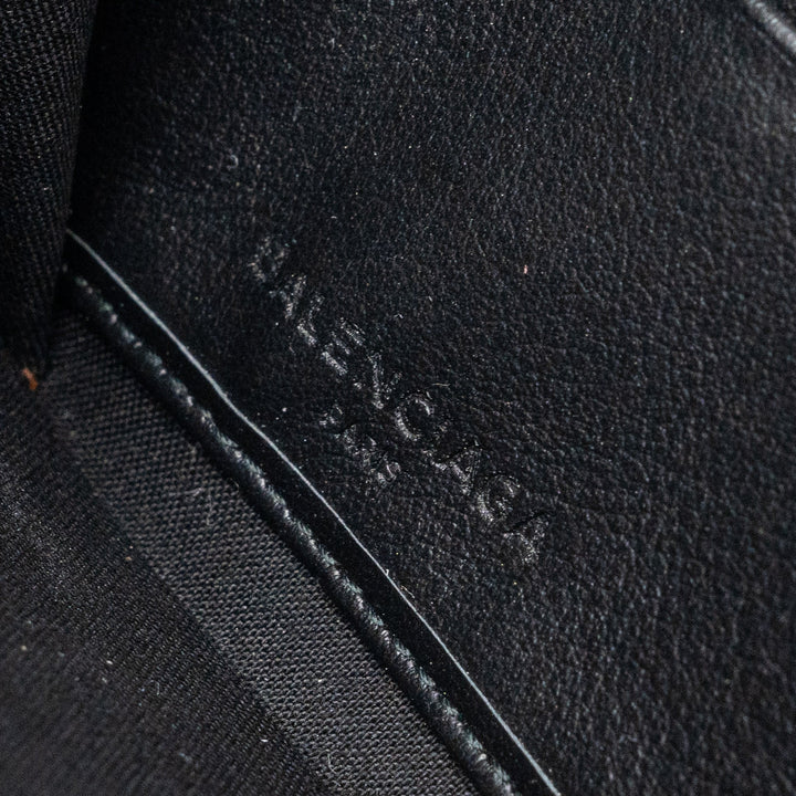 Top Quality Balenciaga Logo Long Zip Wallet Calfskin Black SHW