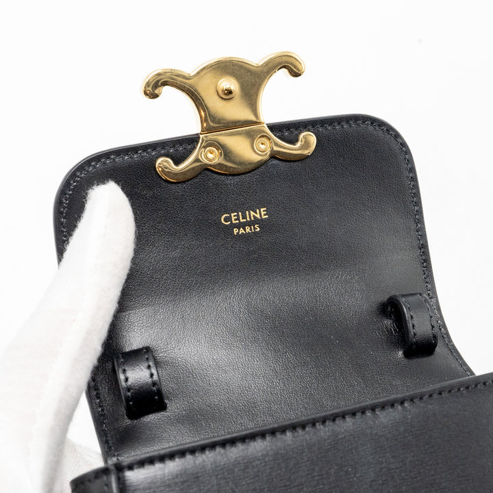 Celine Mini Triomphe Shiny Calfskin Black