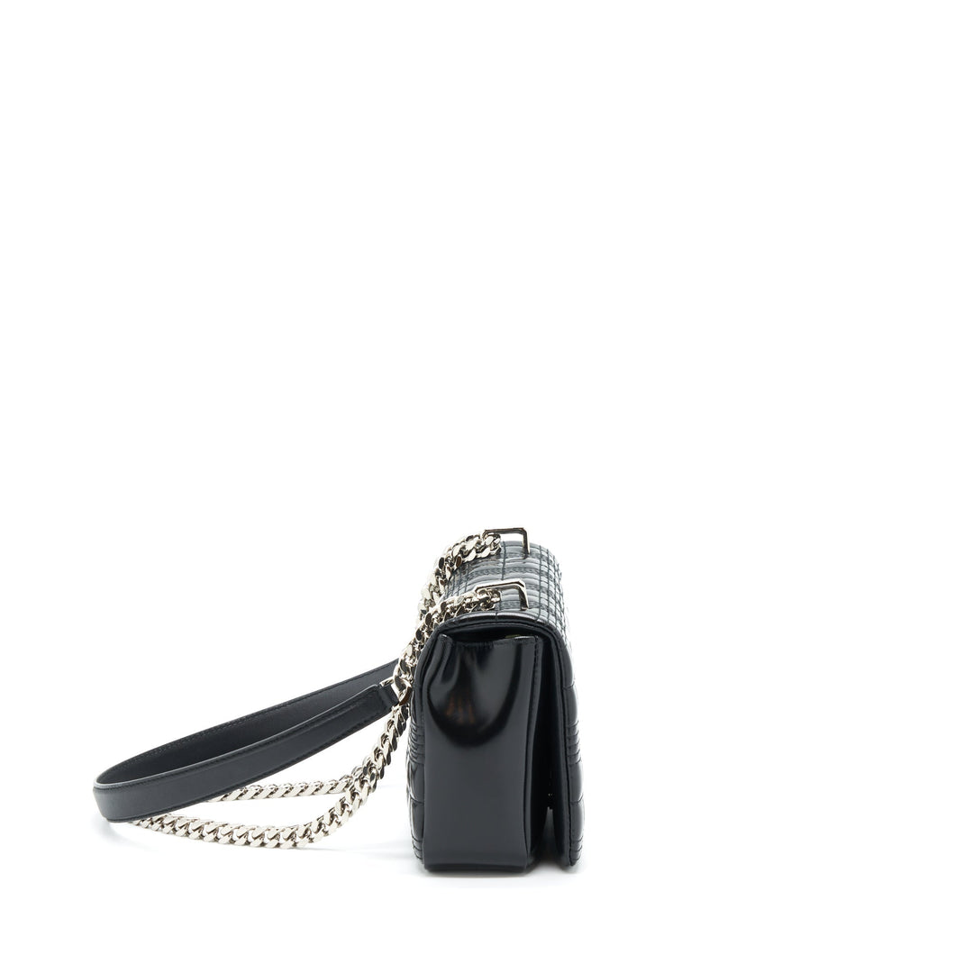 Burberry Small Horseferry Print Quilted Lola Bag Black SHW