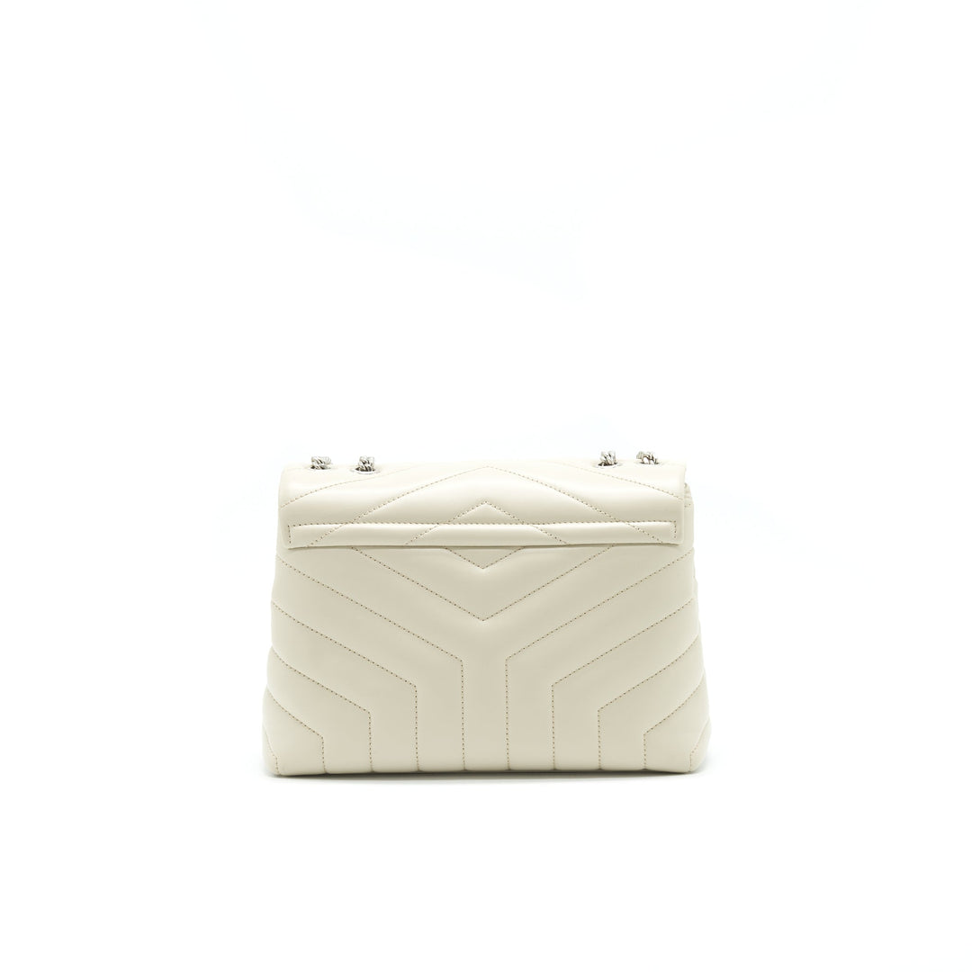 SAINT LAURENT Lou Lou Small Quilted Y Leather Shoulder Bag In White