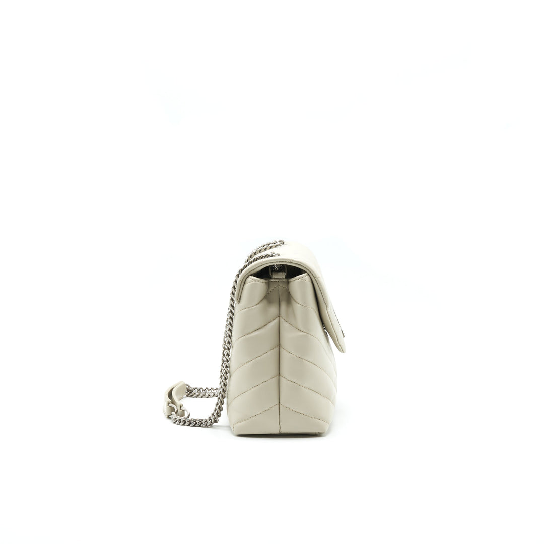 SAINT LAURENT Lou Lou Small Quilted Y Leather Shoulder Bag In White
