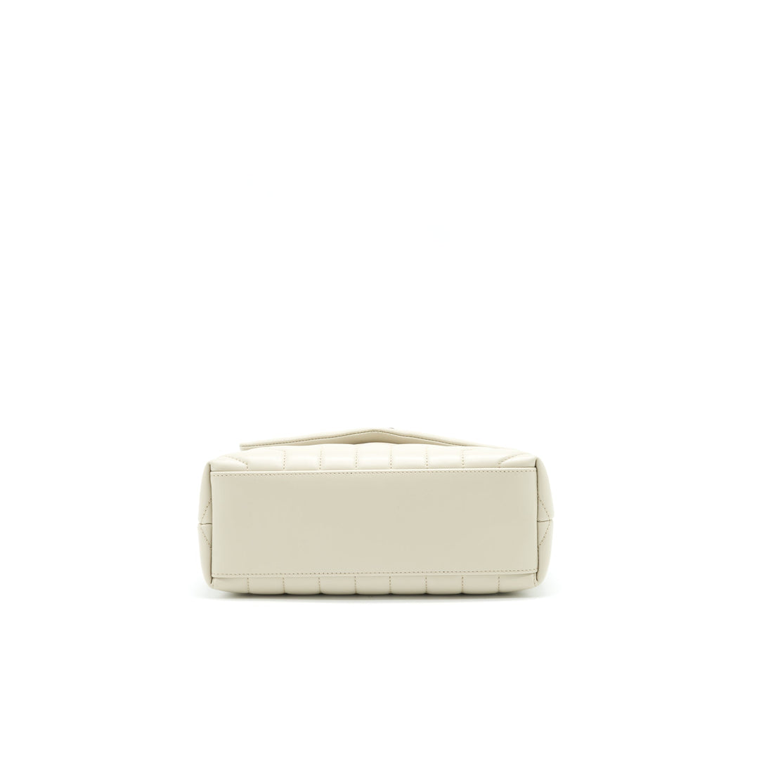 SAINT LAURENT Lou Lou Small Quilted Y Leather Shoulder Bag In White