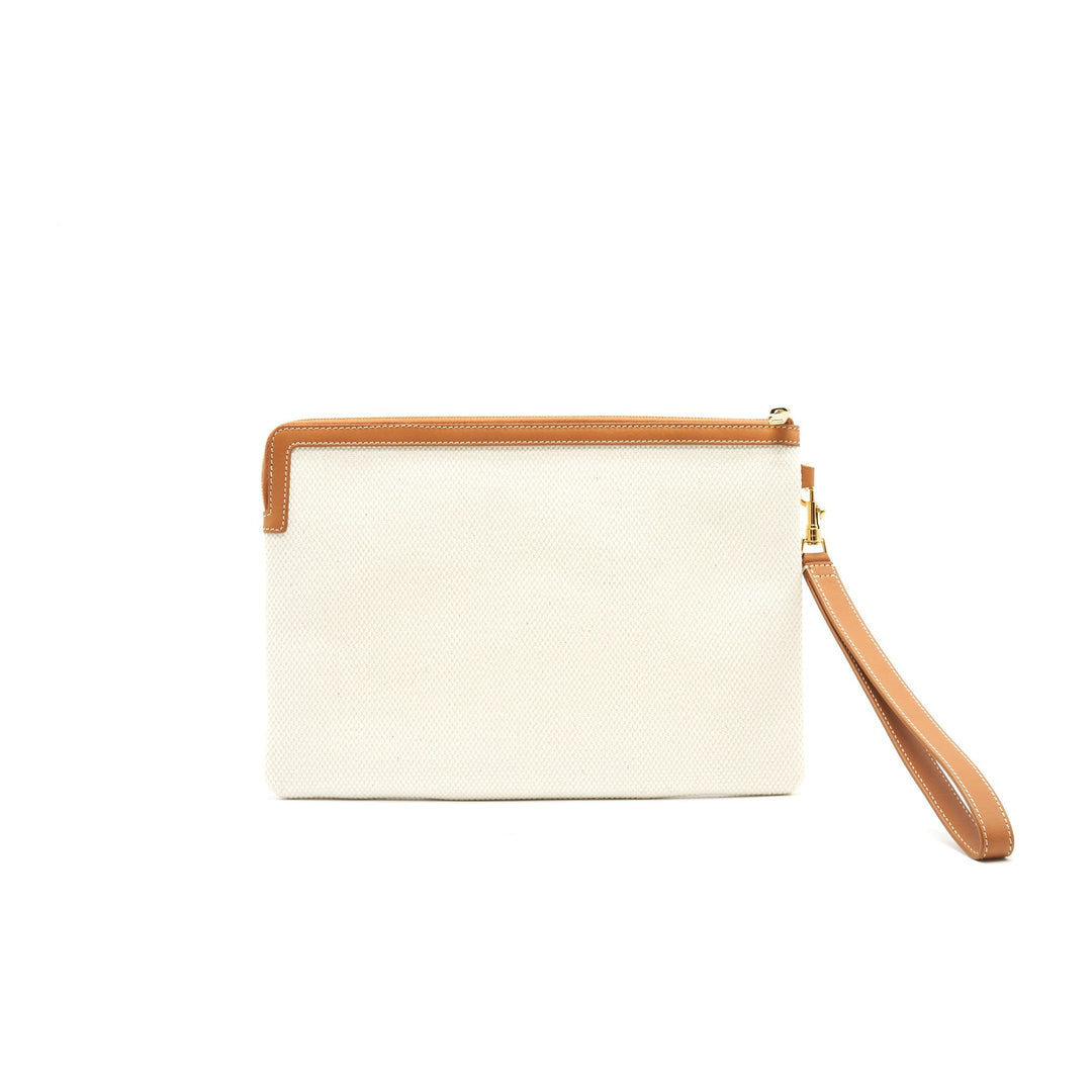 Top Quality Celine Logo Zip Small Canvas Pouch With Strap