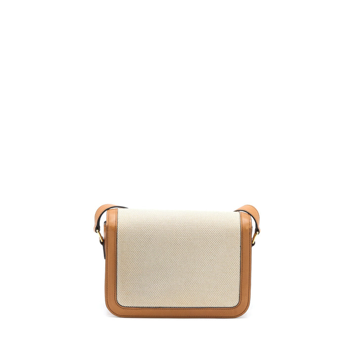 Top Quality Celine Triomphe Bag Textile/Calfskin White/Tan