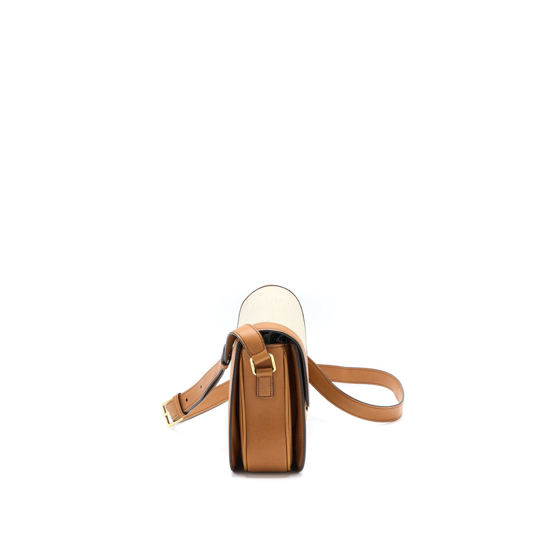 Top Quality Celine Triomphe Bag Textile/Calfskin White/Tan