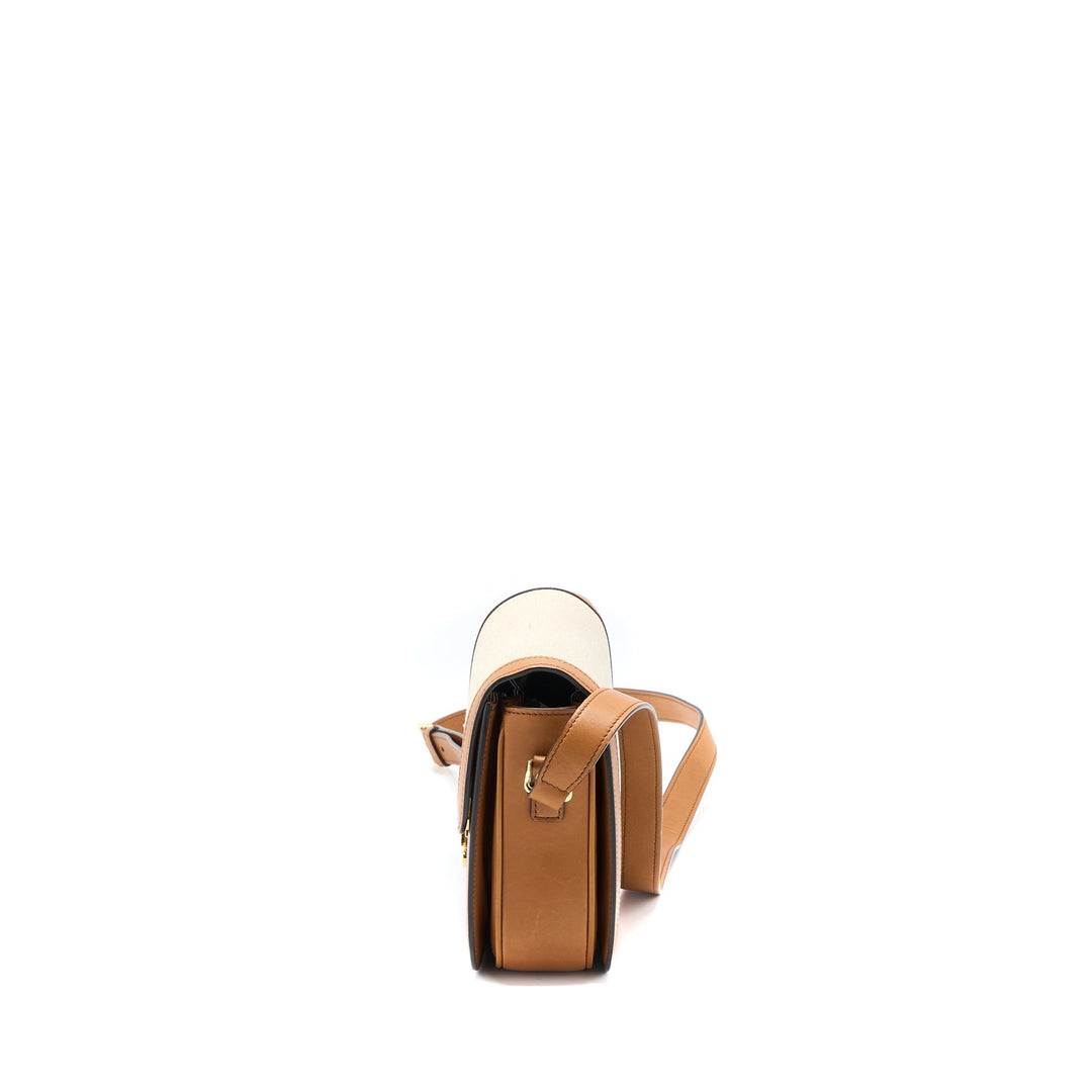Top Quality Celine Triomphe Bag Textile/Calfskin White/Tan