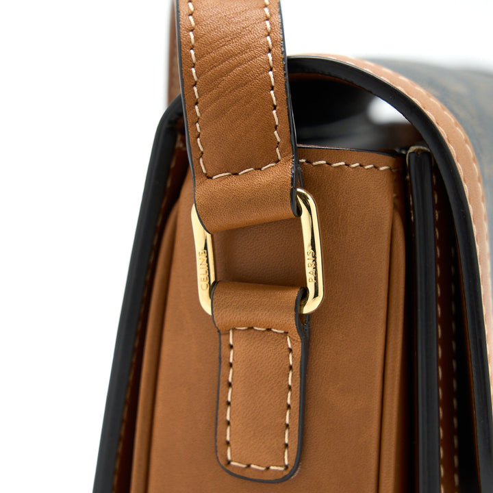 Top Quality Celine Teen Triomphe Bag In Triomphe Canvas / Nature Calfskin