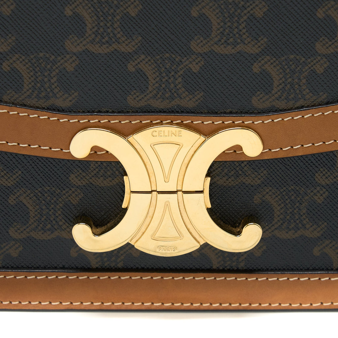 Top Quality Celine Teen Triomphe Bag In Triomphe Canvas / Nature Calfskin