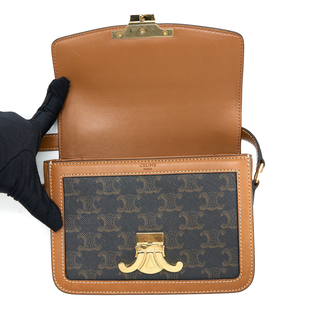 Top Quality Celine Teen Triomphe Bag In Triomphe Canvas / Nature Calfskin