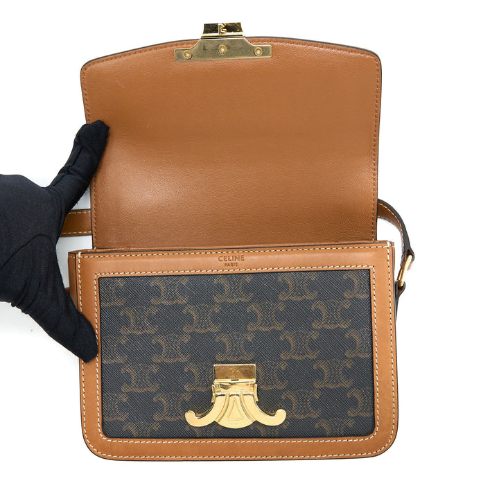 Top Quality Celine Teen Triomphe Bag In Triomphe Canvas / Nature Calfskin
