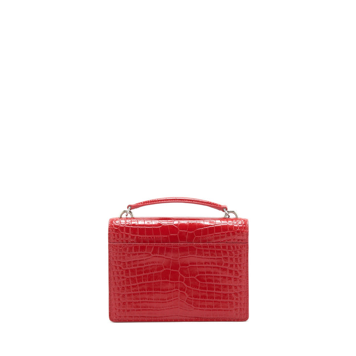 Saint Laurent/ YSL Mini Sunset Crocodile Embossed Red SHW