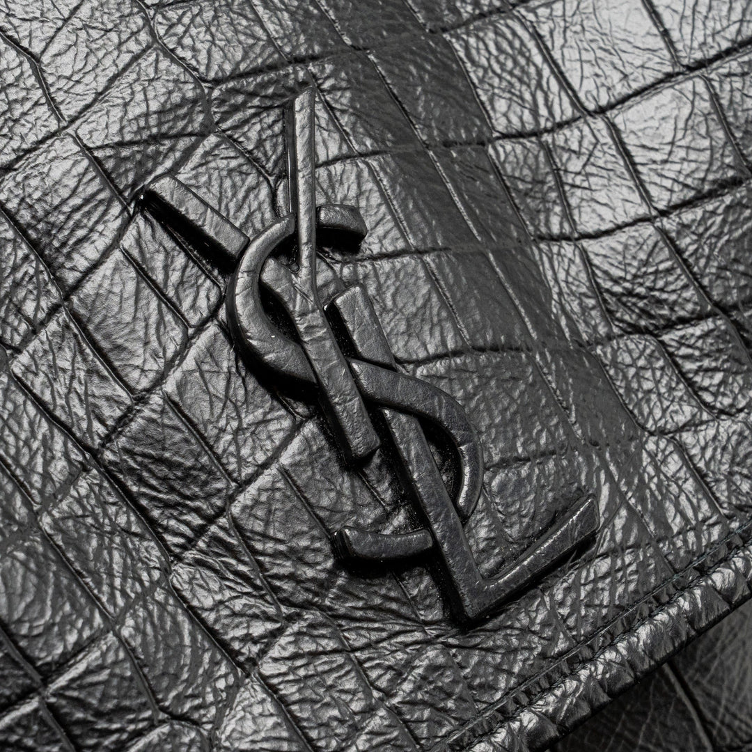 Saint Laurent/YSL Medium Niki Bag Crocodile-Embossed Black Calfskin Black Hardware