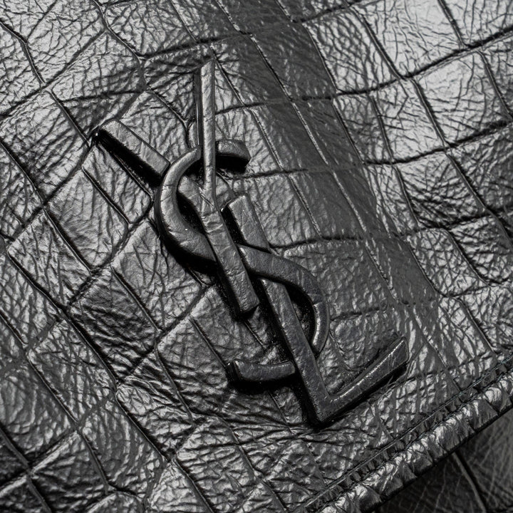 Saint Laurent/YSL Medium Niki Bag Crocodile-Embossed Black Calfskin Black Hardware