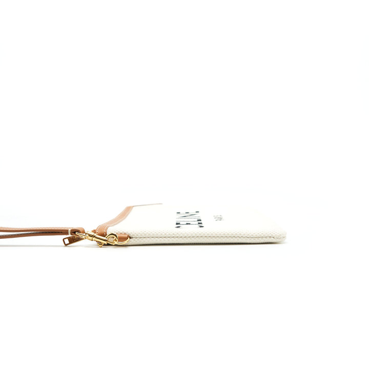 Celine Logo Zip Small Canvas Pouch With Strap