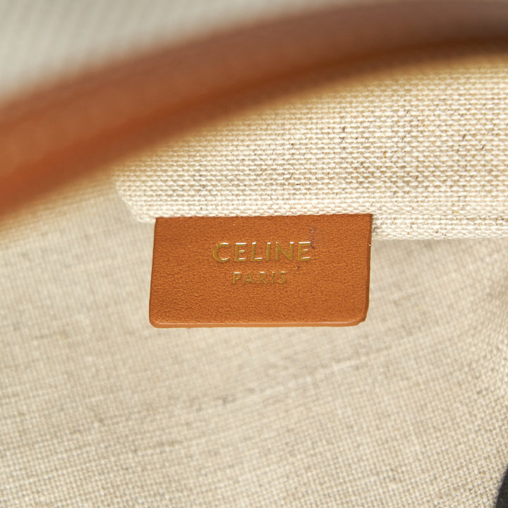 Celine Logo Zip Small Canvas Pouch With Strap