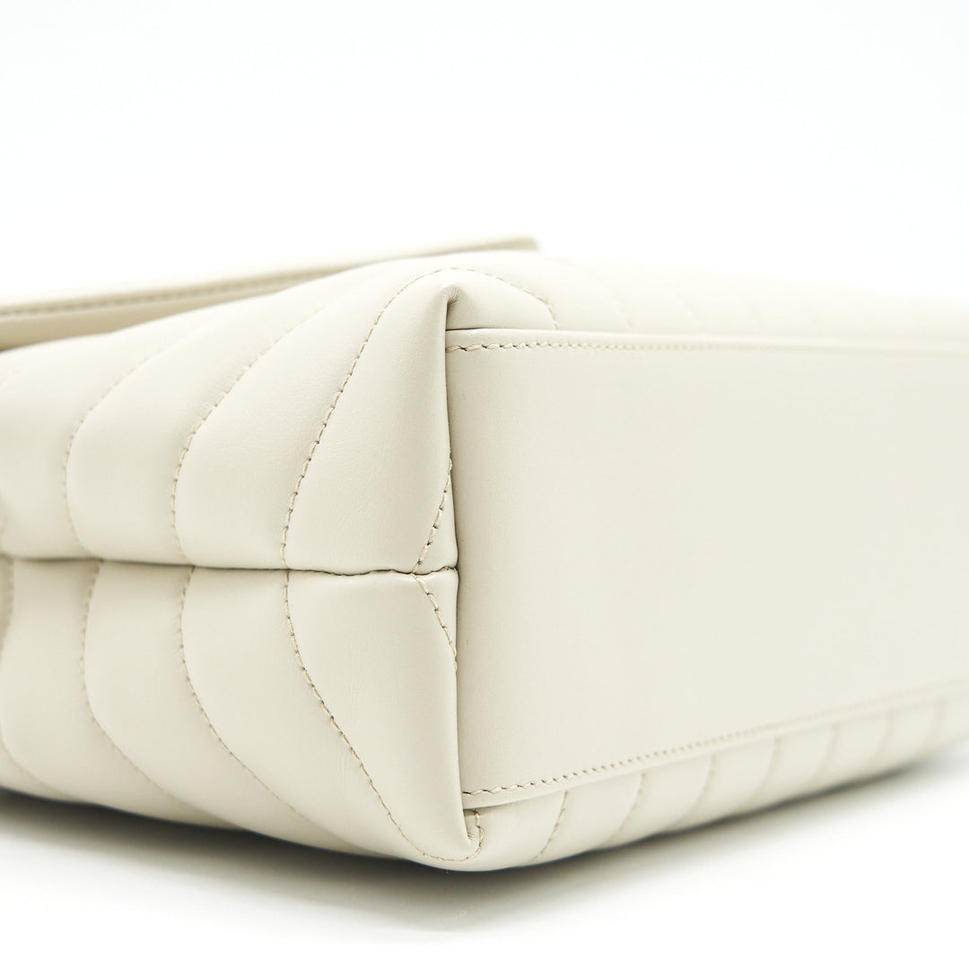 SAINT LAURENT Lou Lou Small Quilted Y Leather Shoulder Bag In White