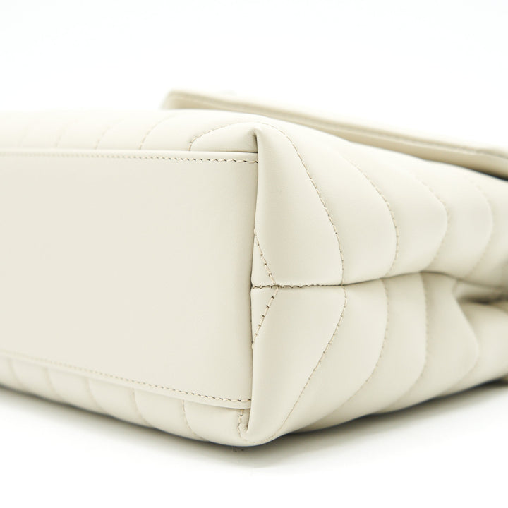 SAINT LAURENT Lou Lou Small Quilted Y Leather Shoulder Bag In White