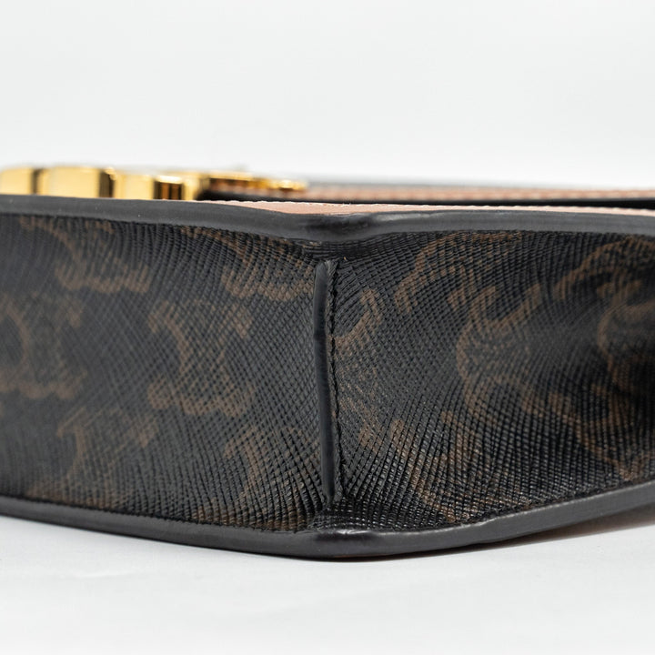 Celine Wallet on Chain Margo Triomphe Canvas/Calfskin Tan