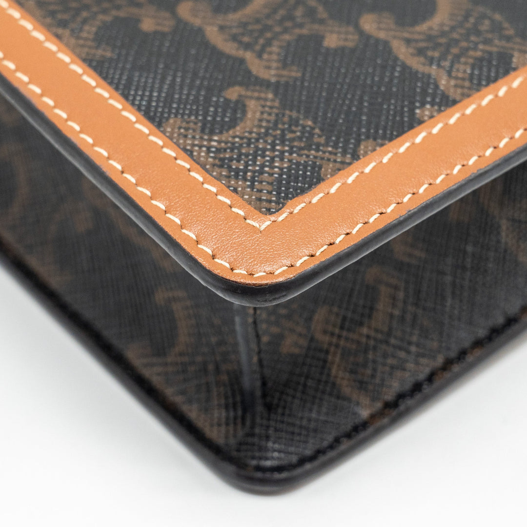 Celine Wallet on Chain Margo Triomphe Canvas/Calfskin Tan